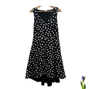 White House Black Market Black and White Polka Dot Kentucky Derby Midi Dress S 6